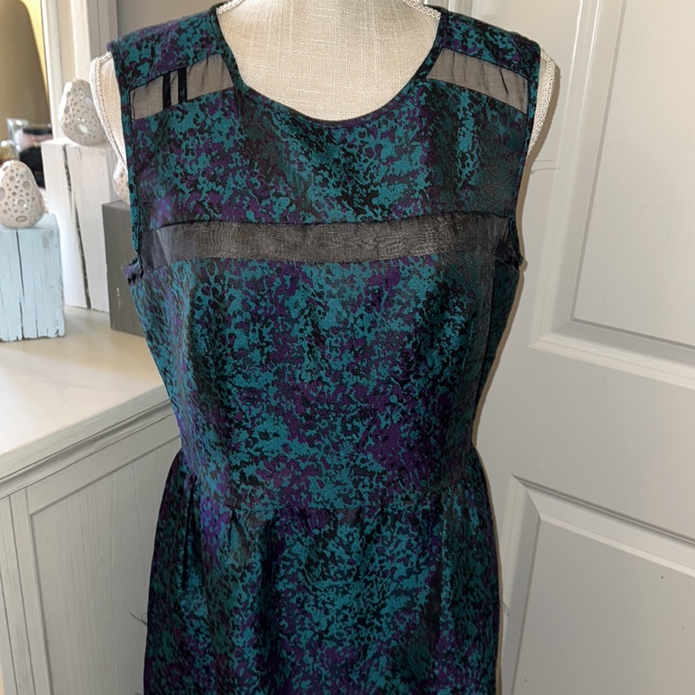 Ivy & Blu Teal & purple silk cocktail dress EUC size 8 WhimsyGoth